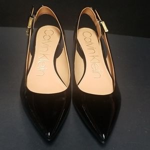 Calvin Klein Luka Patent Slingback Kitten Heel